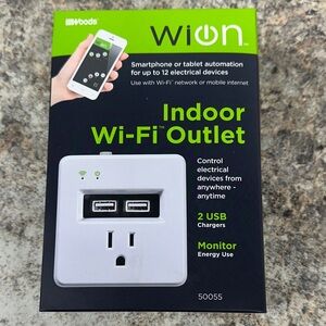 WiOn Indoor Wi‑Fi Outlet with 2 USB Chargers - White